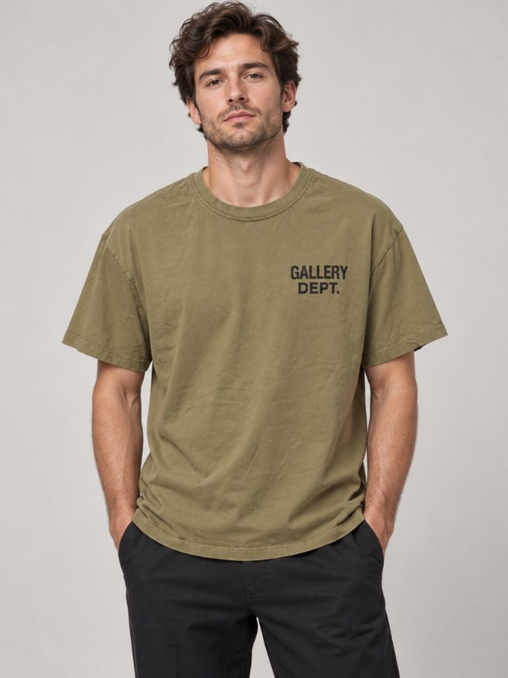 Gallery Dept Olive Green Logo Short Sleeve Tee